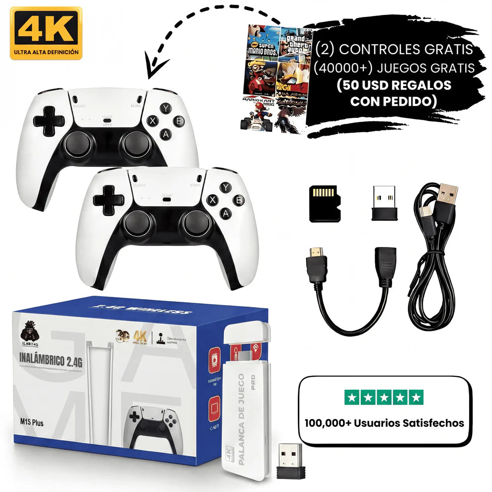 Game Stick 4K con 2 controles inalámbricos – M15 Pro™ [+40,000 juegos] 🎮🔥