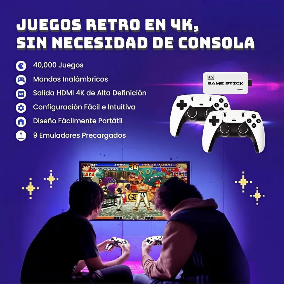 Game Stick 4K con 2 controles inalámbricos – M15 Pro™ [+40,000 juegos] 🎮🔥