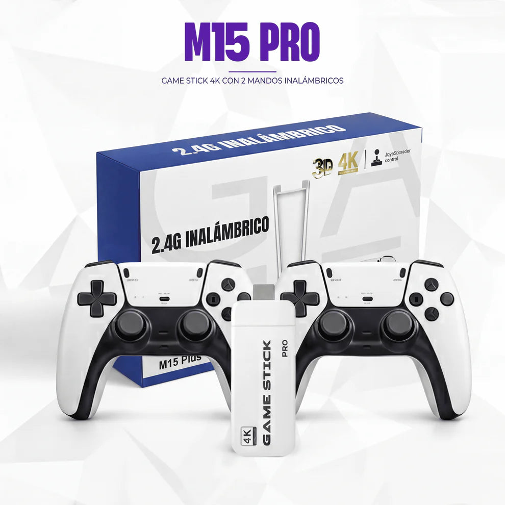Game Stick 4K con 2 controles inalámbricos – M15 Pro™ [+40,000 juegos] 🎮🔥